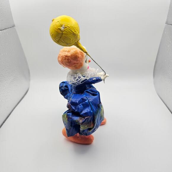Vtg Mexico Folk Art Paper Mache Clown Figures 6.5" Creepy With Floating Balloon - Picture 5 of 7